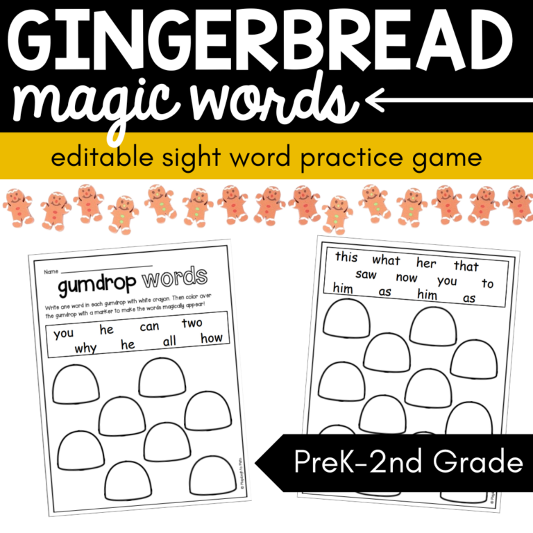 Editable Gingerbread Magic Gumdrop Words