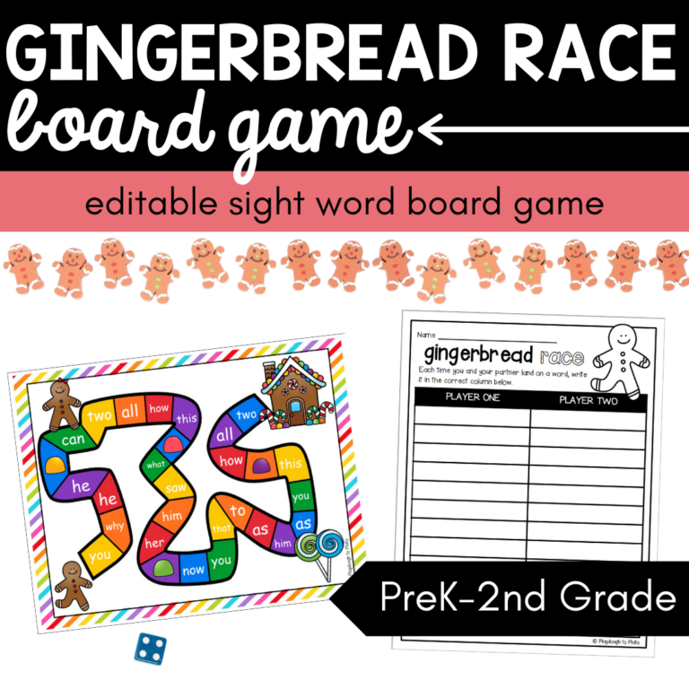 Editable Gingerbread Race Sight Word Game