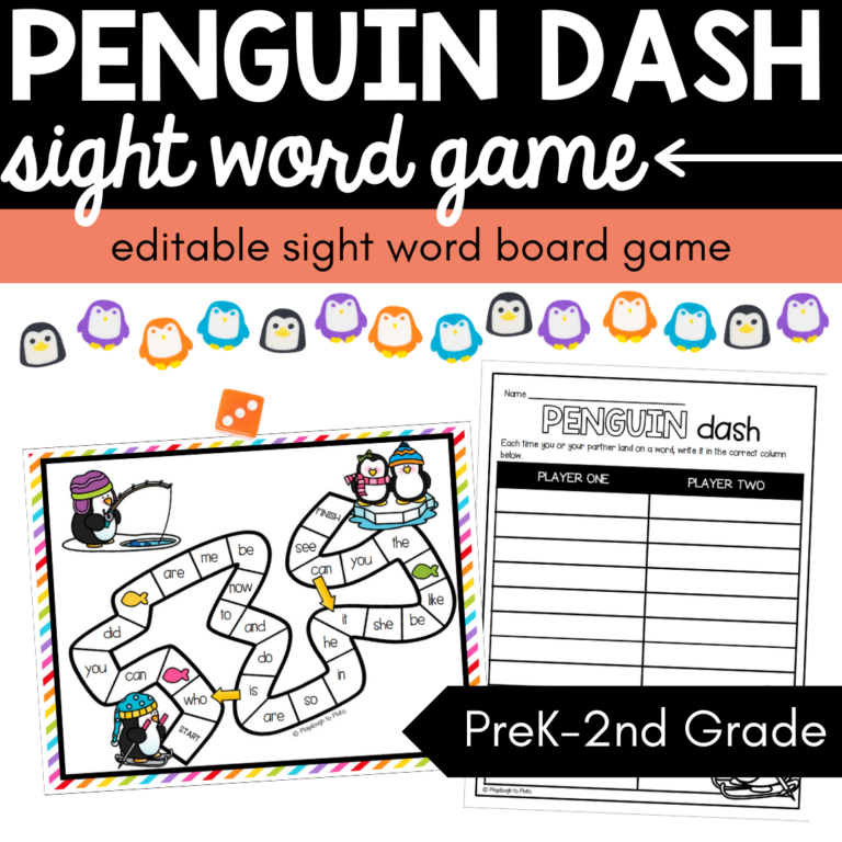 Editable Penguin Dash Sight Word Game