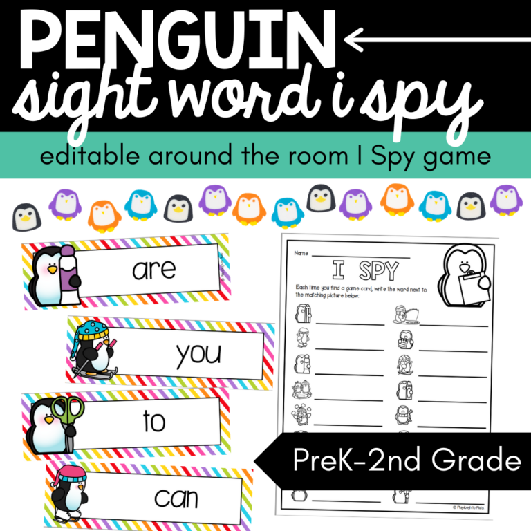 Editable Penguin Sight Word I Spy