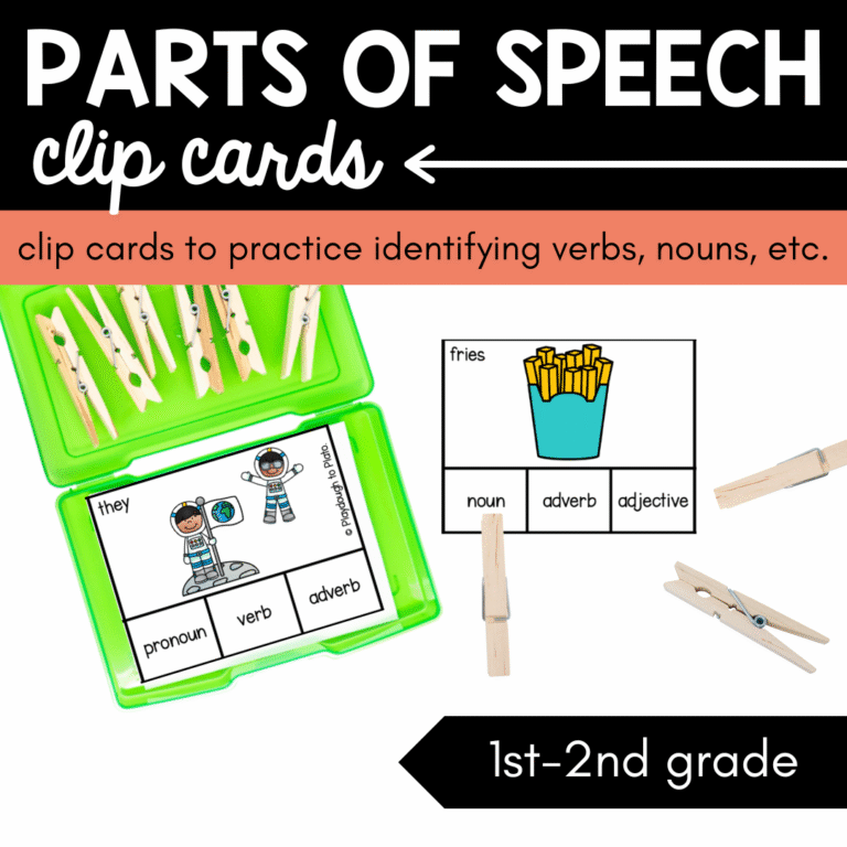Parts of Speech Clip Cards